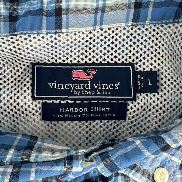 Vineyard Vines Harbor Shirt Mens L Blue Plaid Long Sleeve Vented Button Down - Picture 6 of 7